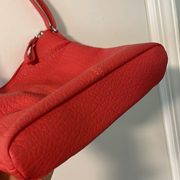 LC vegan orange crossbody bag with gold tone accents - Picture 11 of 15